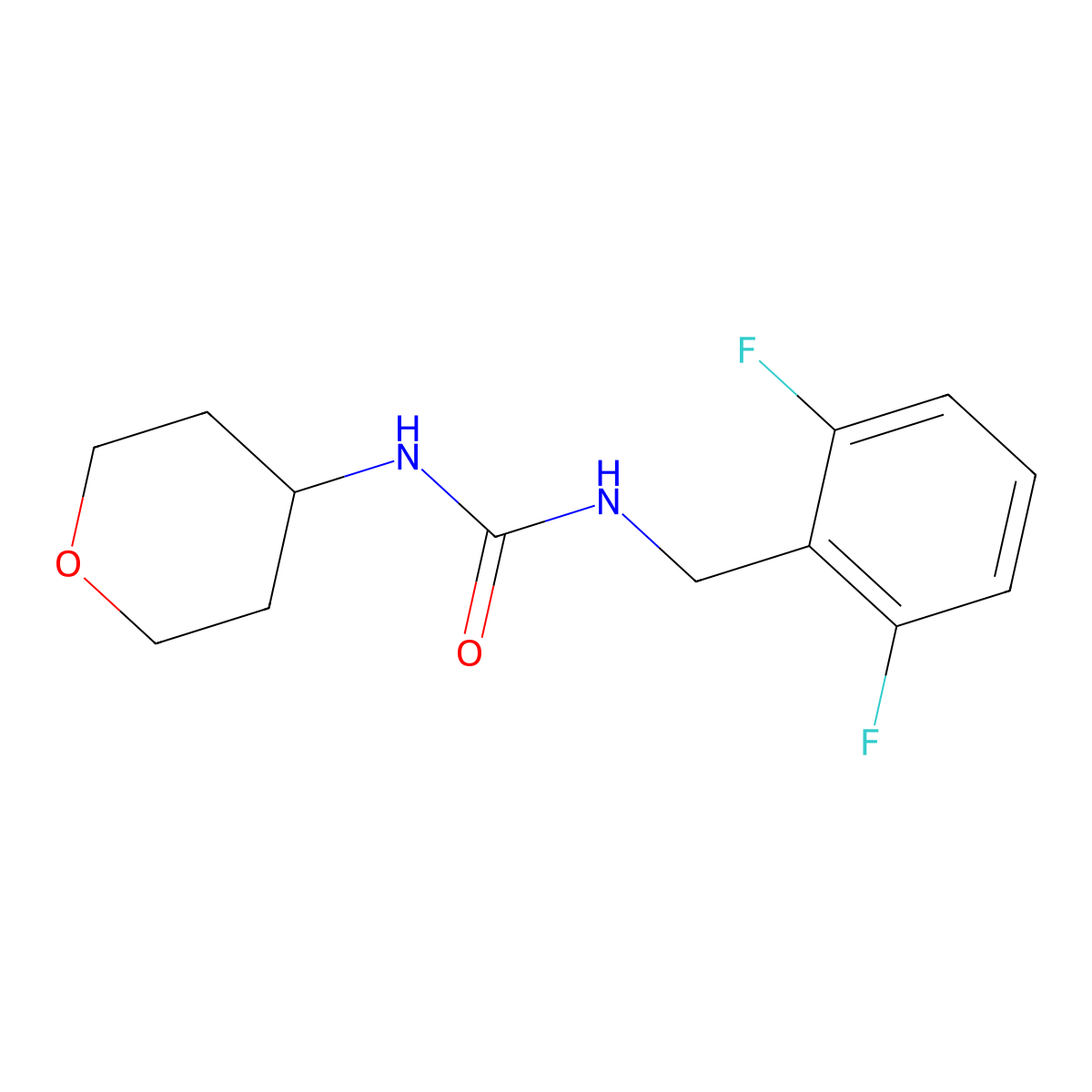 3-[(2,6-Difluorophenyl)methyl]-1-(oxan-4-yl)urea molecular structure, CAS 2325158-62-9