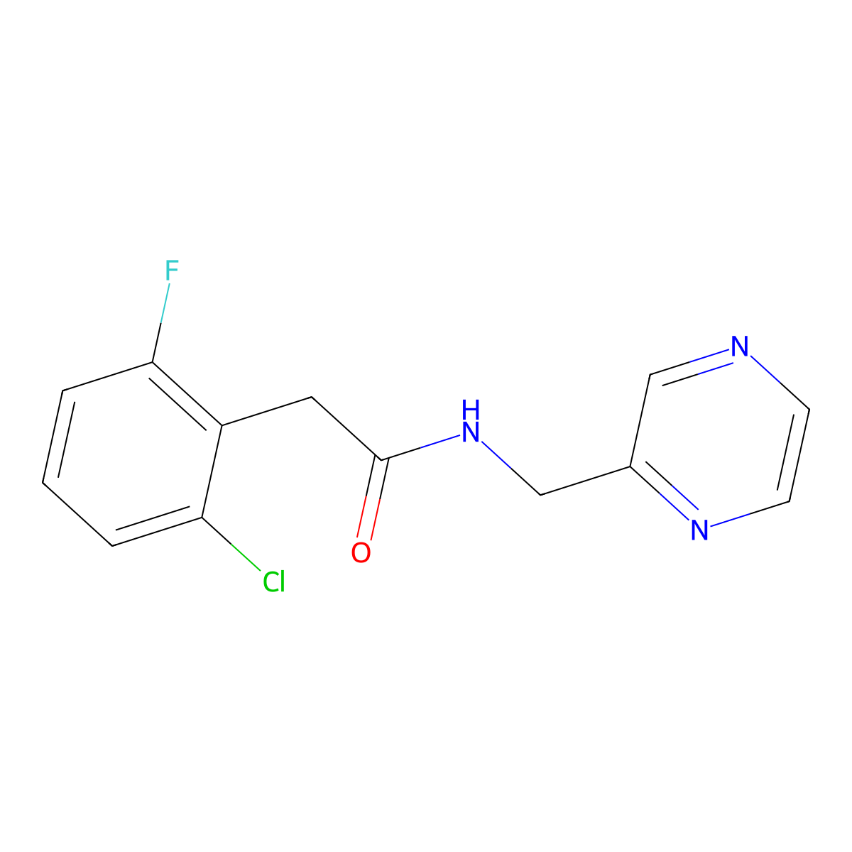 2-(2-chloro-6-fluorophenyl)-N-[(pyrazin-2-yl)methyl]acetamide molecular structure, CAS 2325159-56-4