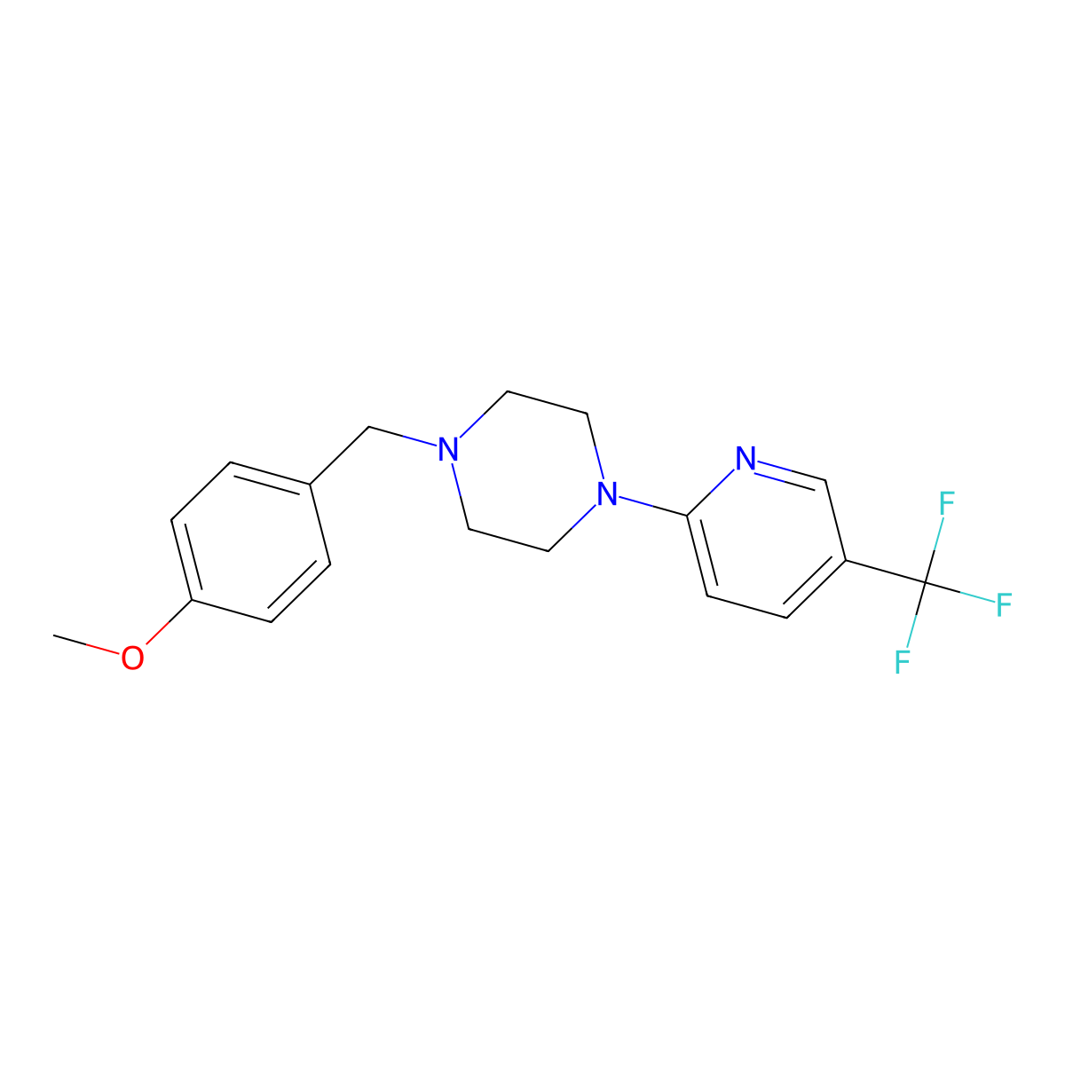 1-[(4-Methoxyphenyl)methyl]-4-[5-(trifluoromethyl)pyridin-2-yl]piperazine molecular structure, CAS 2325159-79-1