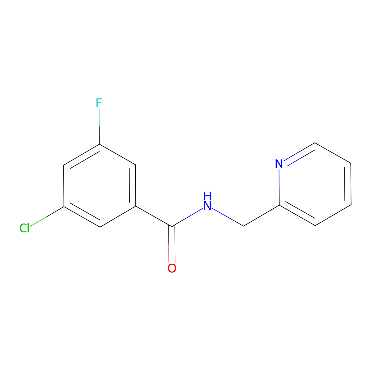 3-chloro-5-fluoro-N-[(pyridin-2-yl)methyl]benzamide molecular structure, CAS 2325160-27-6