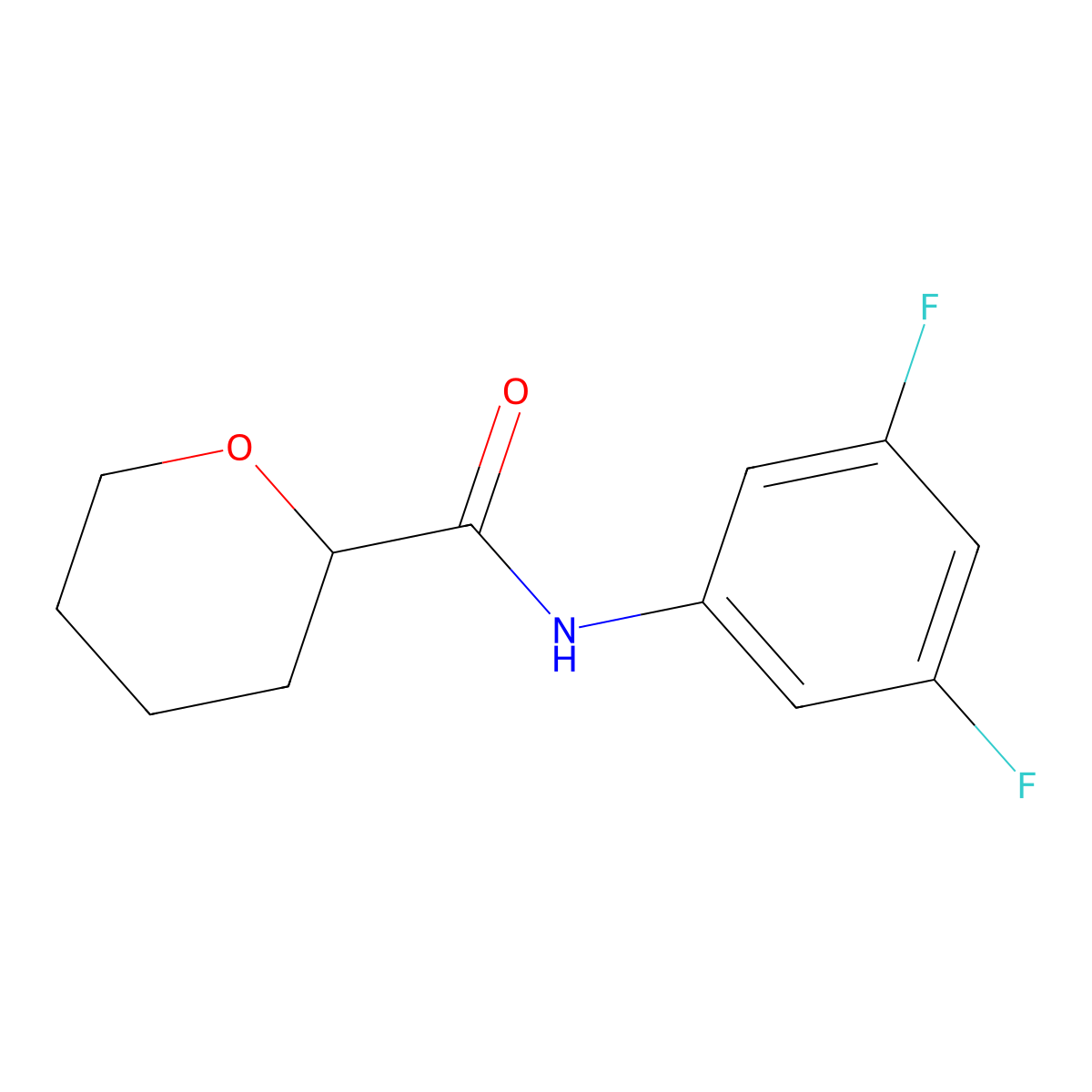 N-(3,5-difluorophenyl)oxane-2-carboxamide molecular structure, CAS 2325195-36-4