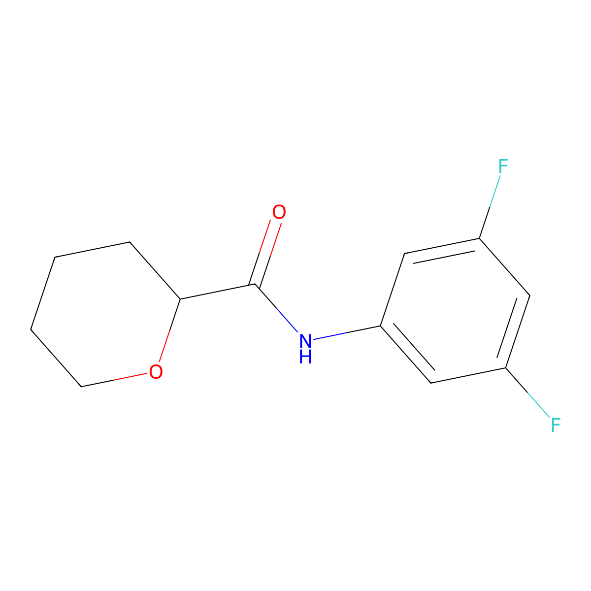 N-(3,5-difluorophenyl)oxane-2-carboxamide molecular structure, CAS 2325195-36-4