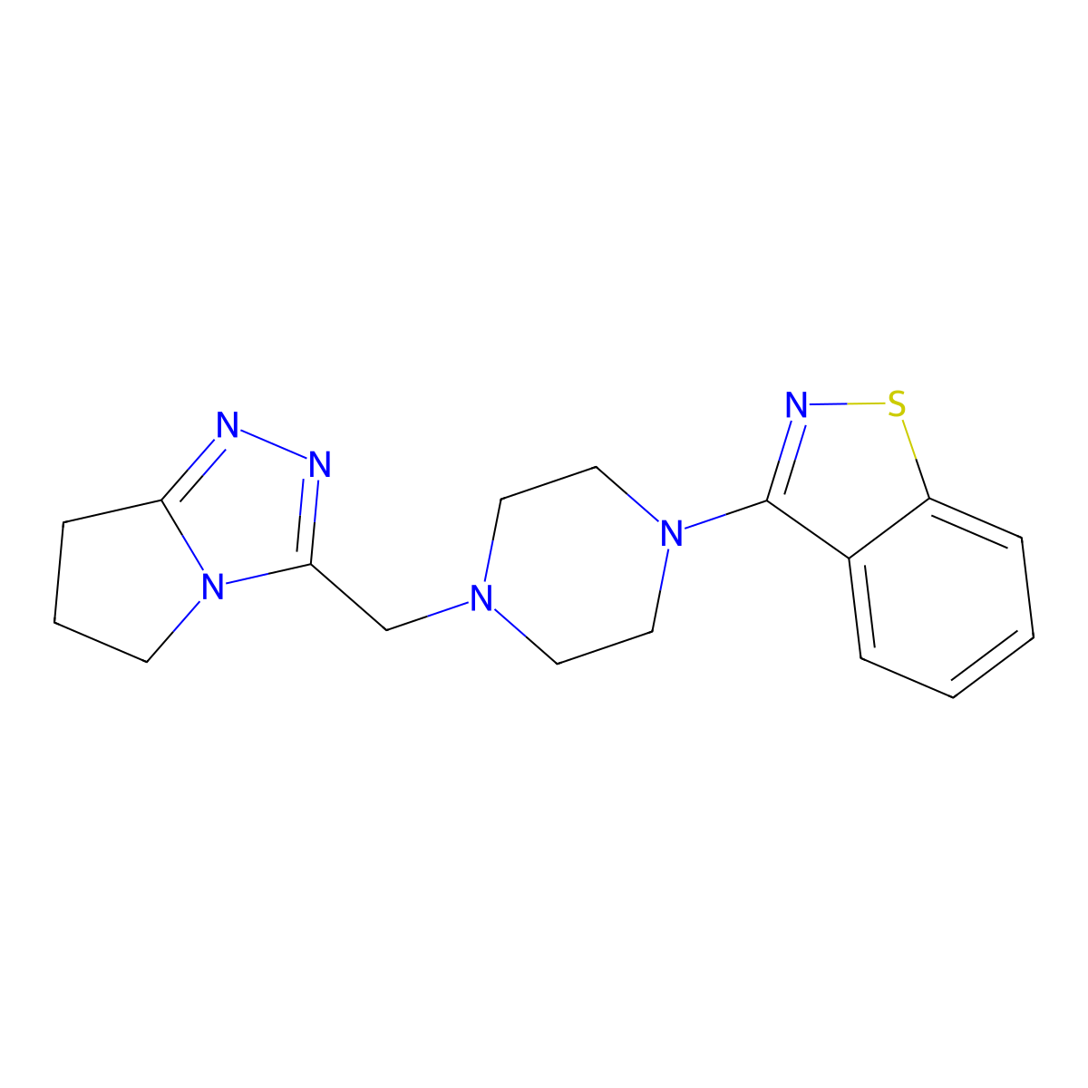 3-[4-({5H,6H,7H-pyrrolo[2,1-c][1,2,4]triazol-3-yl}methyl)piperazin-1-yl]-1,2-benzothiazole molecular structure, CAS 2325201-77-0