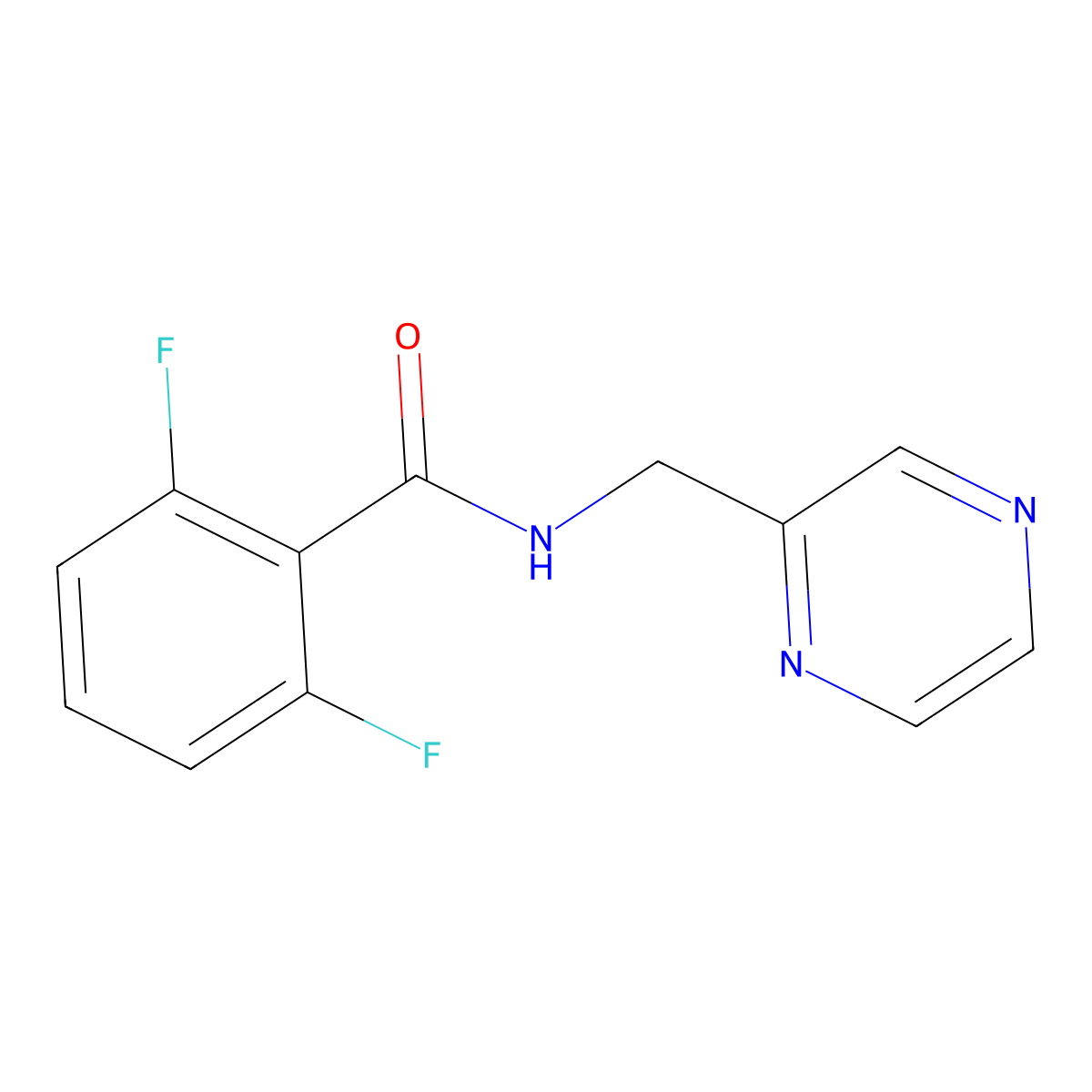 2,6-difluoro-N-[(pyrazin-2-yl)methyl]benzamide molecular structure, CAS 2325238-53-5