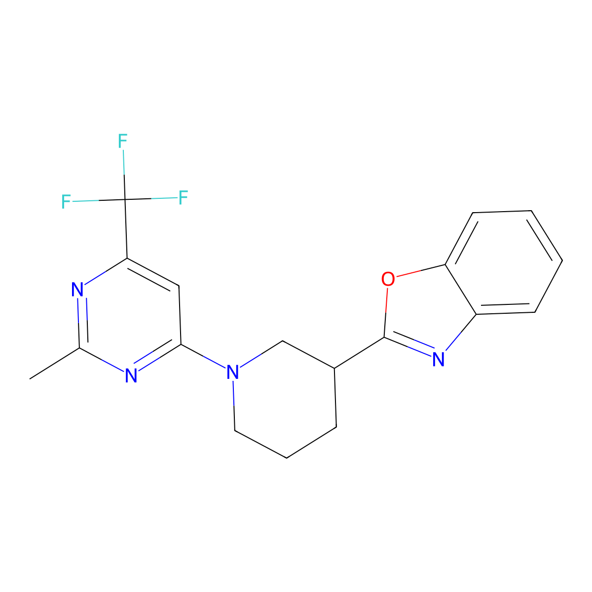 2-{1-[2-Methyl-6-(trifluoromethyl)pyrimidin-4-yl]piperidin-3-yl}-1,3-benzoxazole molecular structure, CAS 2325242-15-5