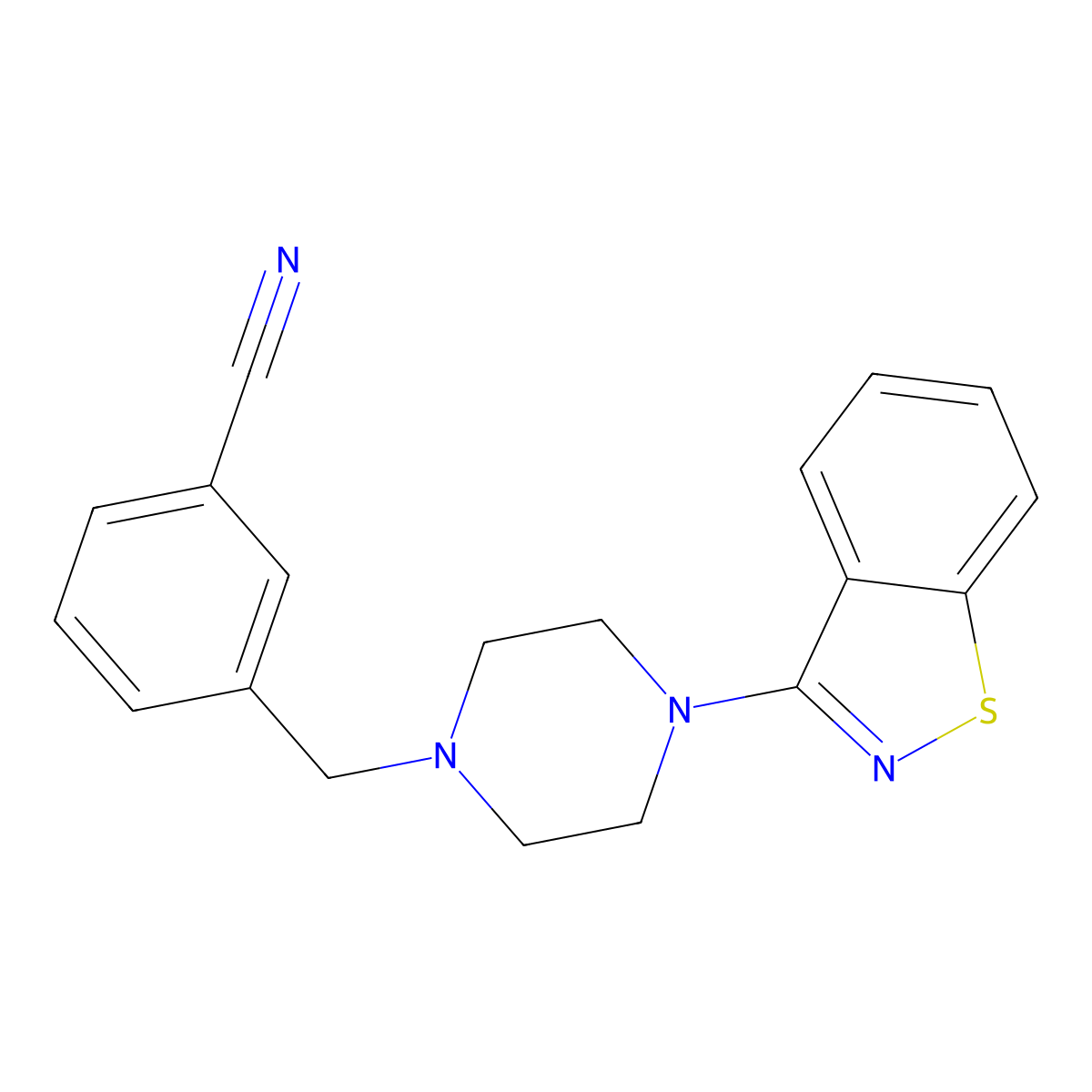 3-{[4-(1,2-Benzothiazol-3-yl)piperazin-1-yl]methyl}benzonitrile molecular structure, CAS 2325245-38-1