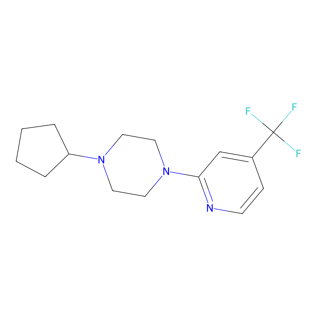 1-Cyclopentyl-4-[4-(trifluoromethyl)pyridin-2-yl]piperazine molecular structure, CAS 2325275-91-8