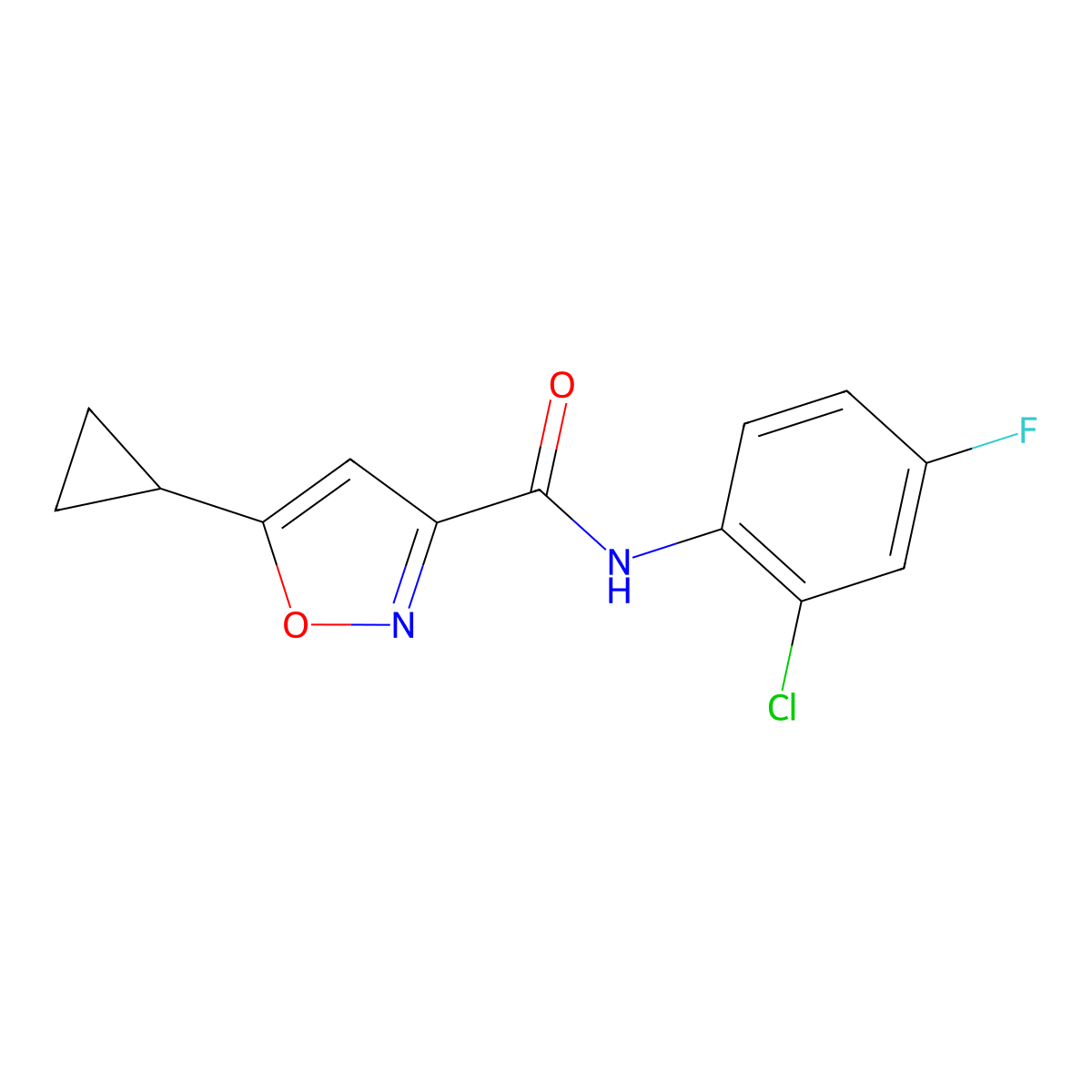 N-(2-chloro-4-fluorophenyl)-5-cyclopropyl-1,2-oxazole-3-carboxamide molecular structure, CAS 2325277-96-9