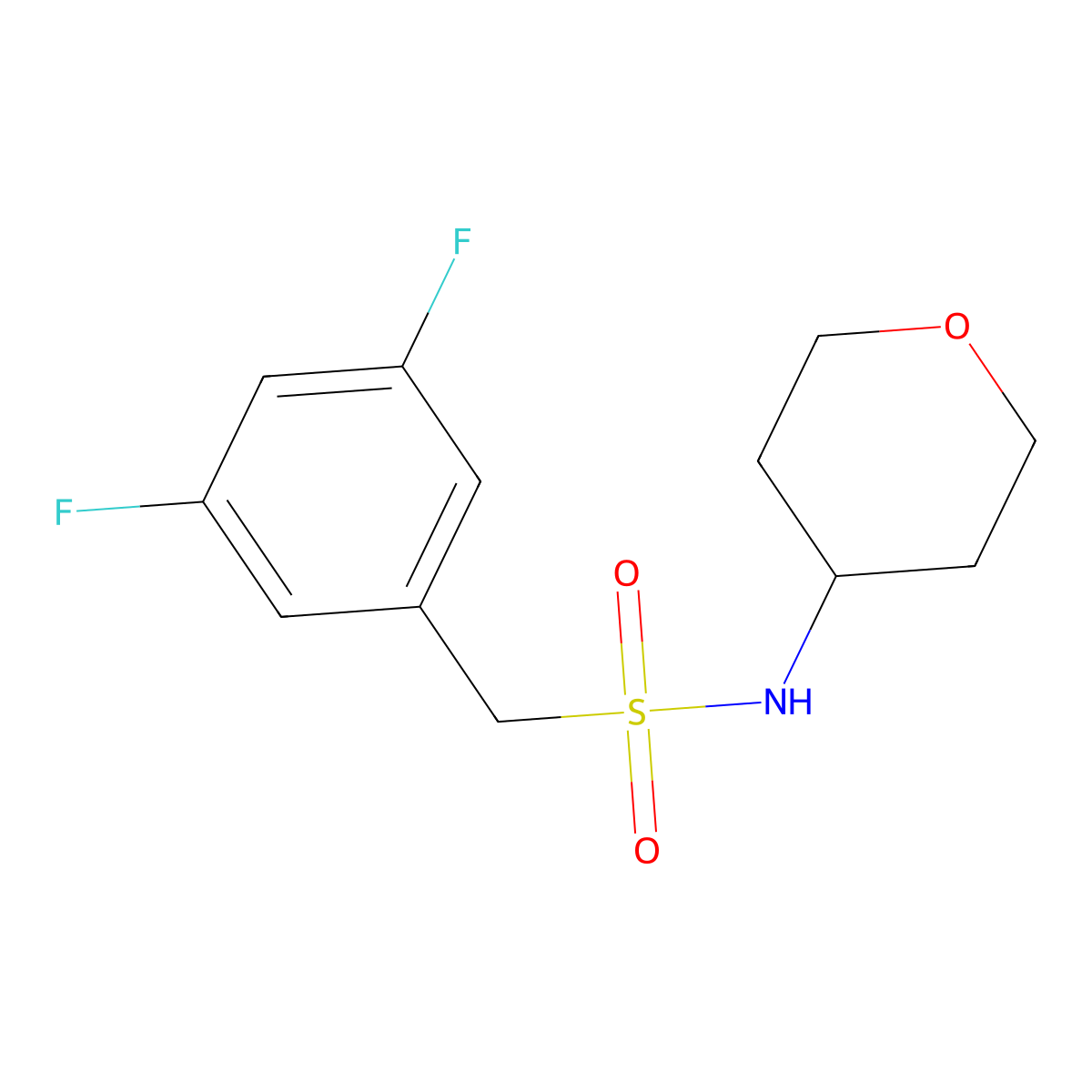 1-(3,5-Difluorophenyl)-N-(oxan-4-yl)methanesulfonamide molecular structure, CAS 2325278-37-1