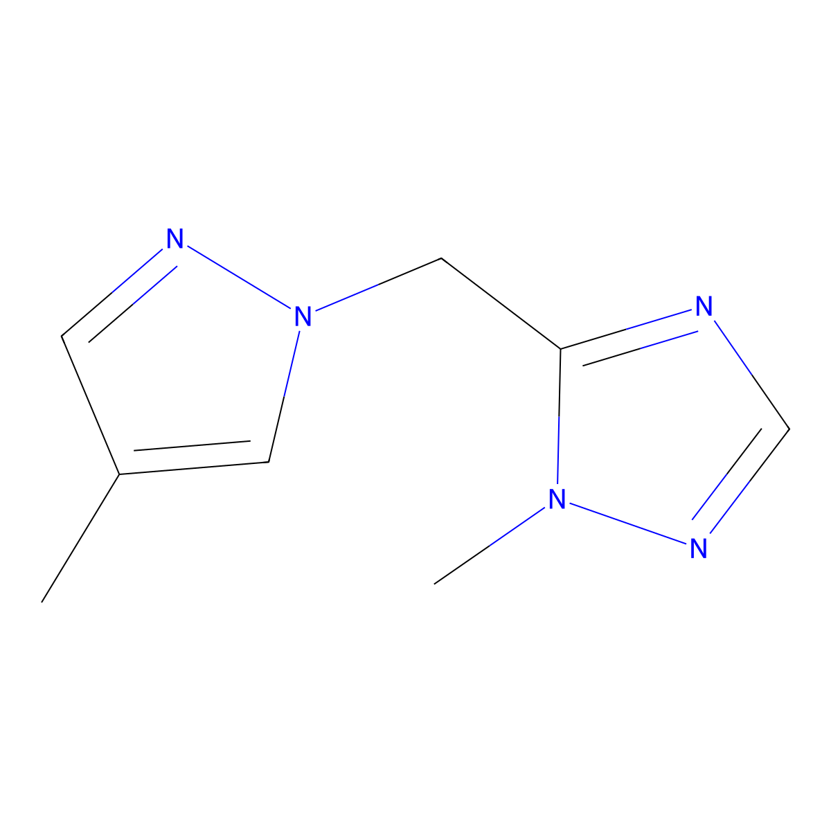 1-methyl-5-[(4-methyl-1H-pyrazol-1-yl)methyl]-1H-1,2,4-triazole molecular structure, CAS 2325281-47-6