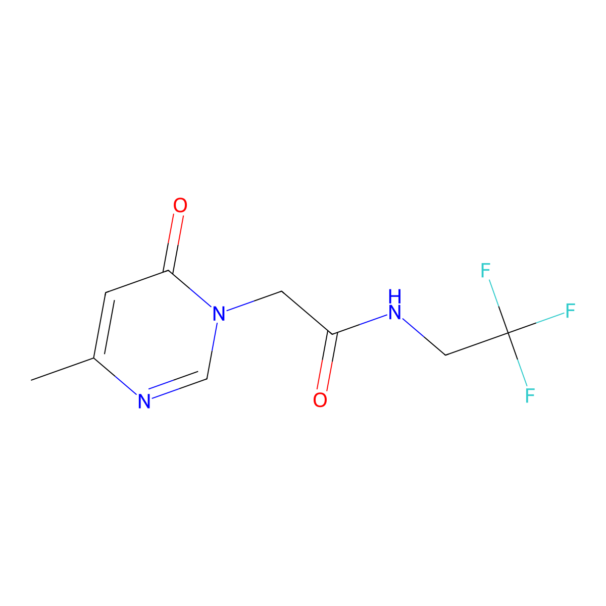 2-(4-methyl-6-oxo-1,6-dihydropyrimidin-1-yl)-N-(2,2,2-trifluoroethyl)acetamide molecular structure, CAS 2325282-43-5