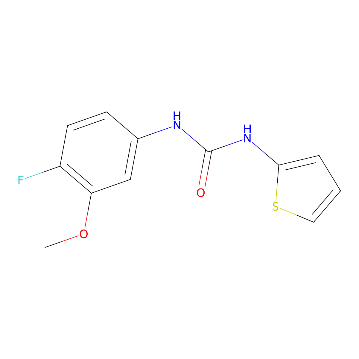1-(4-Fluoro-3-methoxyphenyl)-3-(thiophen-2-yl)urea molecular structure, CAS 2325284-96-4