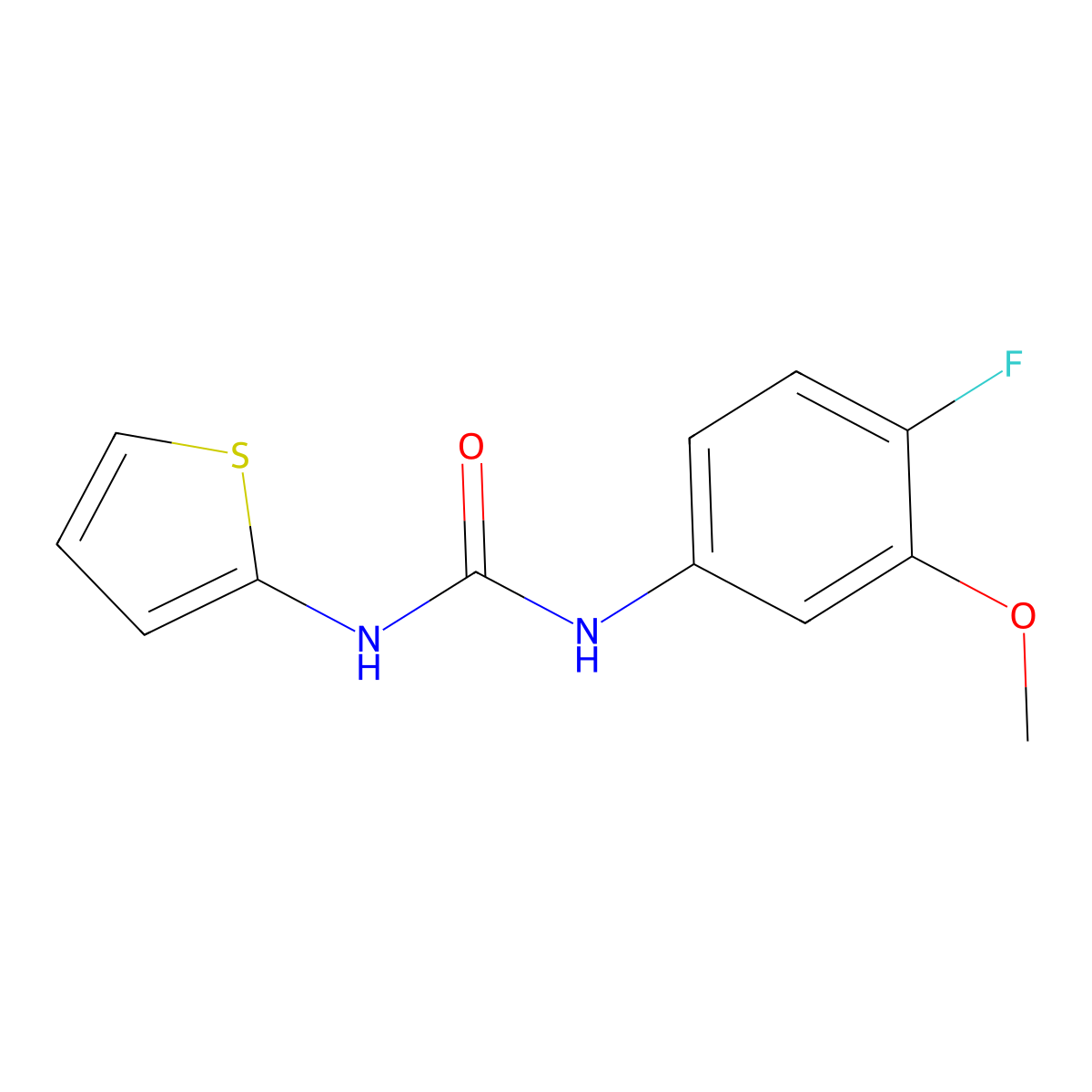 1-(4-Fluoro-3-methoxyphenyl)-3-(thiophen-2-yl)urea molecular structure, CAS 2325284-96-4