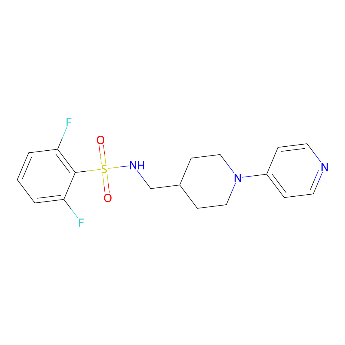 2,6-difluoro-N-{[1-(pyridin-4-yl)piperidin-4-yl]methyl}benzene-1-sulfonamide molecular structure, CAS 2325285-66-1