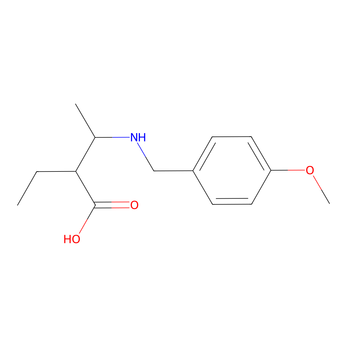 2-Ethyl-3-{[(4-methoxyphenyl)methyl]amino}butanoic acid molecular structure, CAS 2325316-98-9