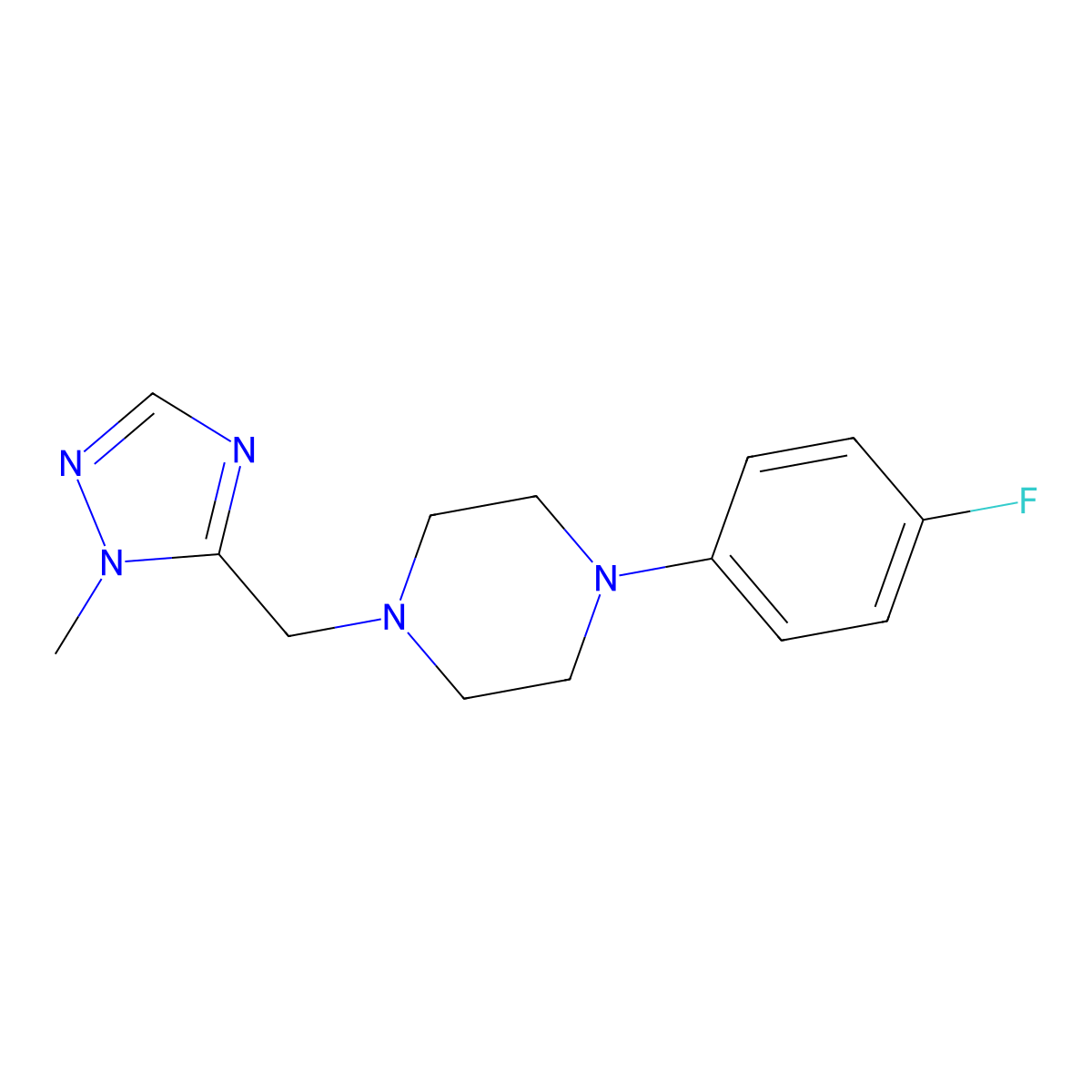 1-(4-fluorophenyl)-4-[(1-methyl-1H-1,2,4-triazol-5-yl)methyl]piperazine molecular structure, CAS 2325318-21-4