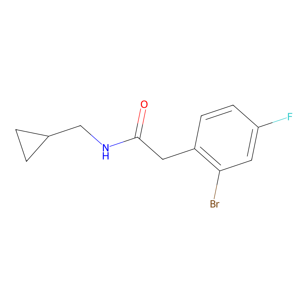2-(2-Bromo-4-fluorophenyl)-N-(cyclopropylmethyl)acetamide molecular structure, CAS 2325319-53-5