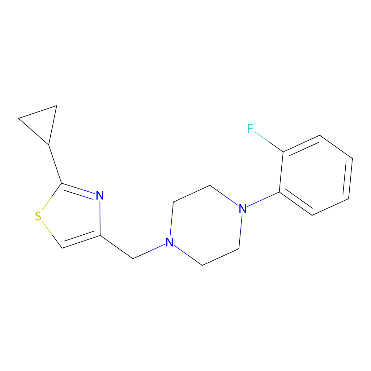 1-[(2-Cyclopropyl-1,3-thiazol-4-yl)methyl]-4-(2-fluorophenyl)piperazine molecular structure, CAS 2325320-50-9