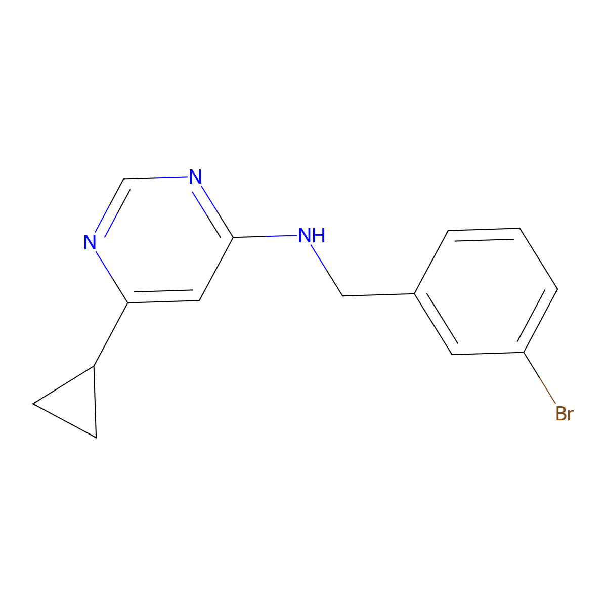 N-[(3-bromophenyl)methyl]-6-cyclopropylpyrimidin-4-amine molecular structure, CAS 2325322-35-6