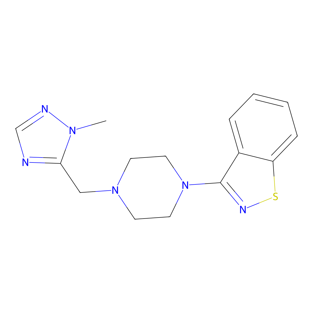 3-{4-[(1-methyl-1H-1,2,4-triazol-5-yl)methyl]piperazin-1-yl}-1,2-benzothiazole molecular structure, CAS 2325324-60-3