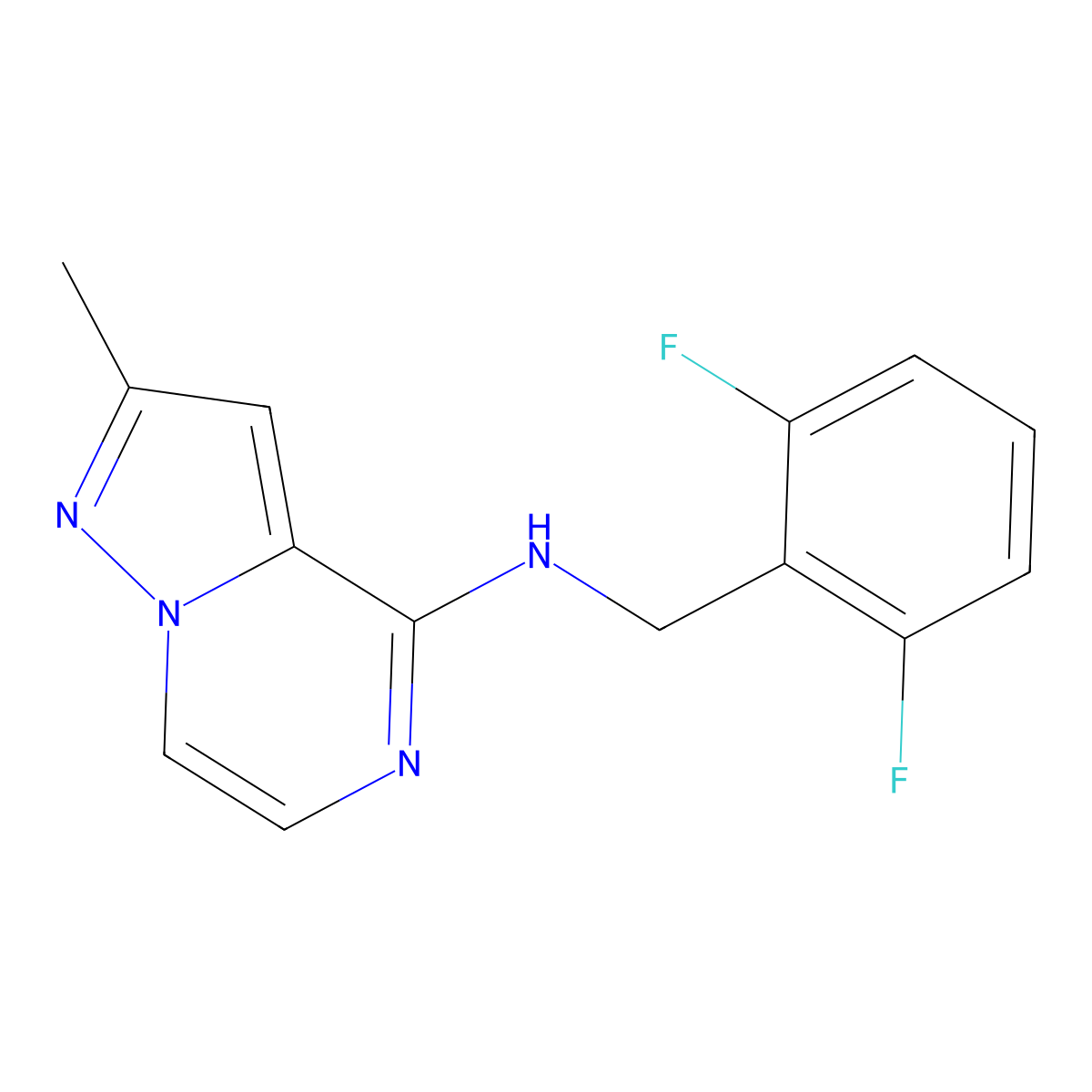 N-[(2,6-difluorophenyl)methyl]-2-methylpyrazolo[1,5-a]pyrazin-4-amine molecular structure, CAS 2325325-28-6