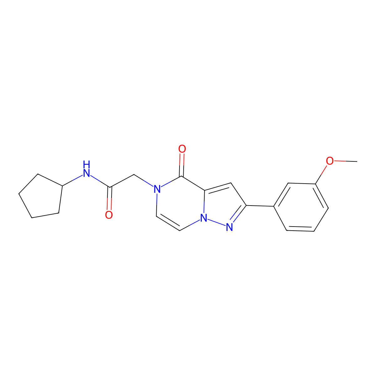 N-cyclopentyl-2-[2-(3-methoxyphenyl)-4-oxo-4H,5H-pyrazolo[1,5-a]pyrazin-5-yl]acetamide molecular structure, CAS 2325345-36-4