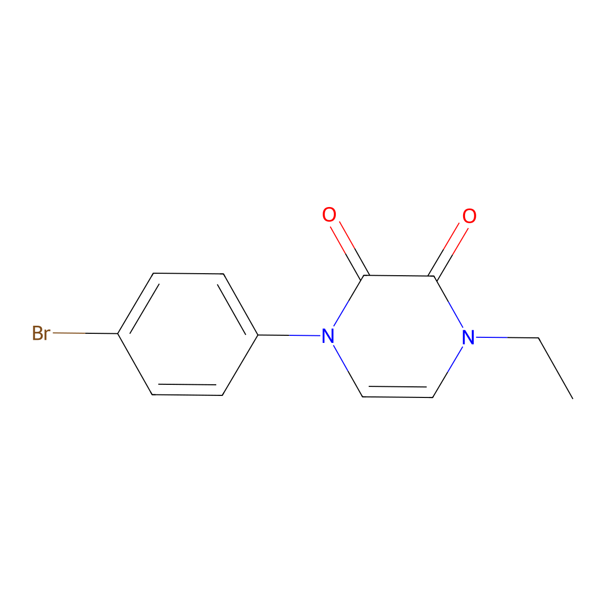 1-(4-Bromophenyl)-4-ethyl-1,2,3,4-tetrahydropyrazine-2,3-dione molecular structure, CAS 2325346-87-8