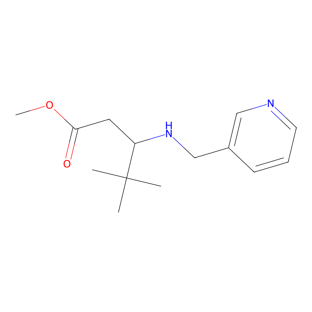 Methyl 4,4-dimethyl-3-{[(pyridin-3-yl)methyl]amino}pentanoate molecular structure, CAS 2325359-08-6