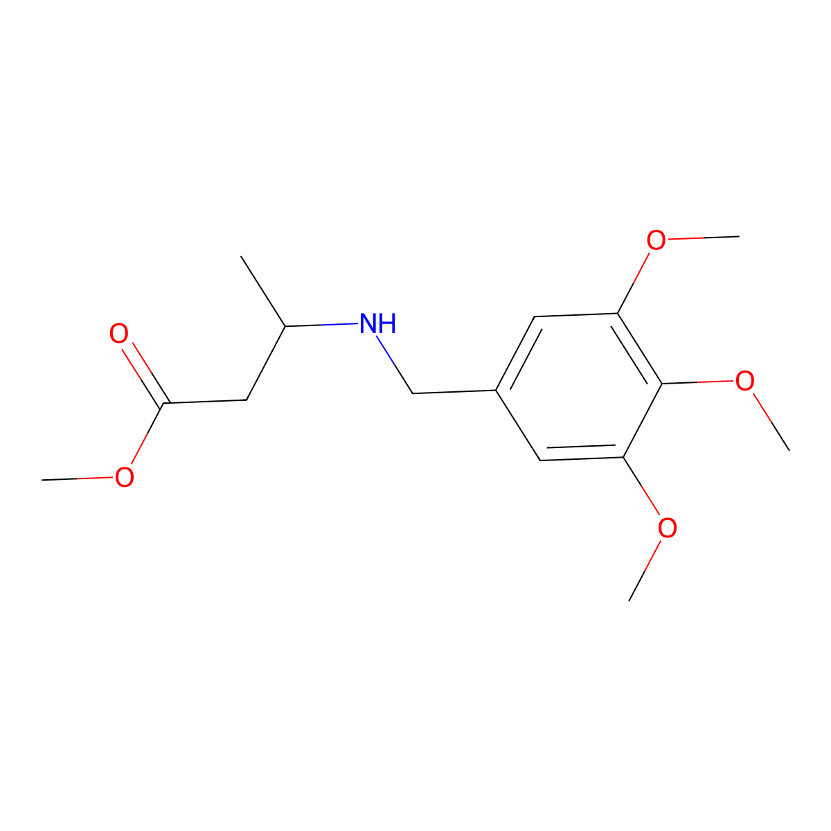 Methyl 3-{[(3,4,5-trimethoxyphenyl)methyl]amino}butanoate molecular structure, CAS 2325359-27-9