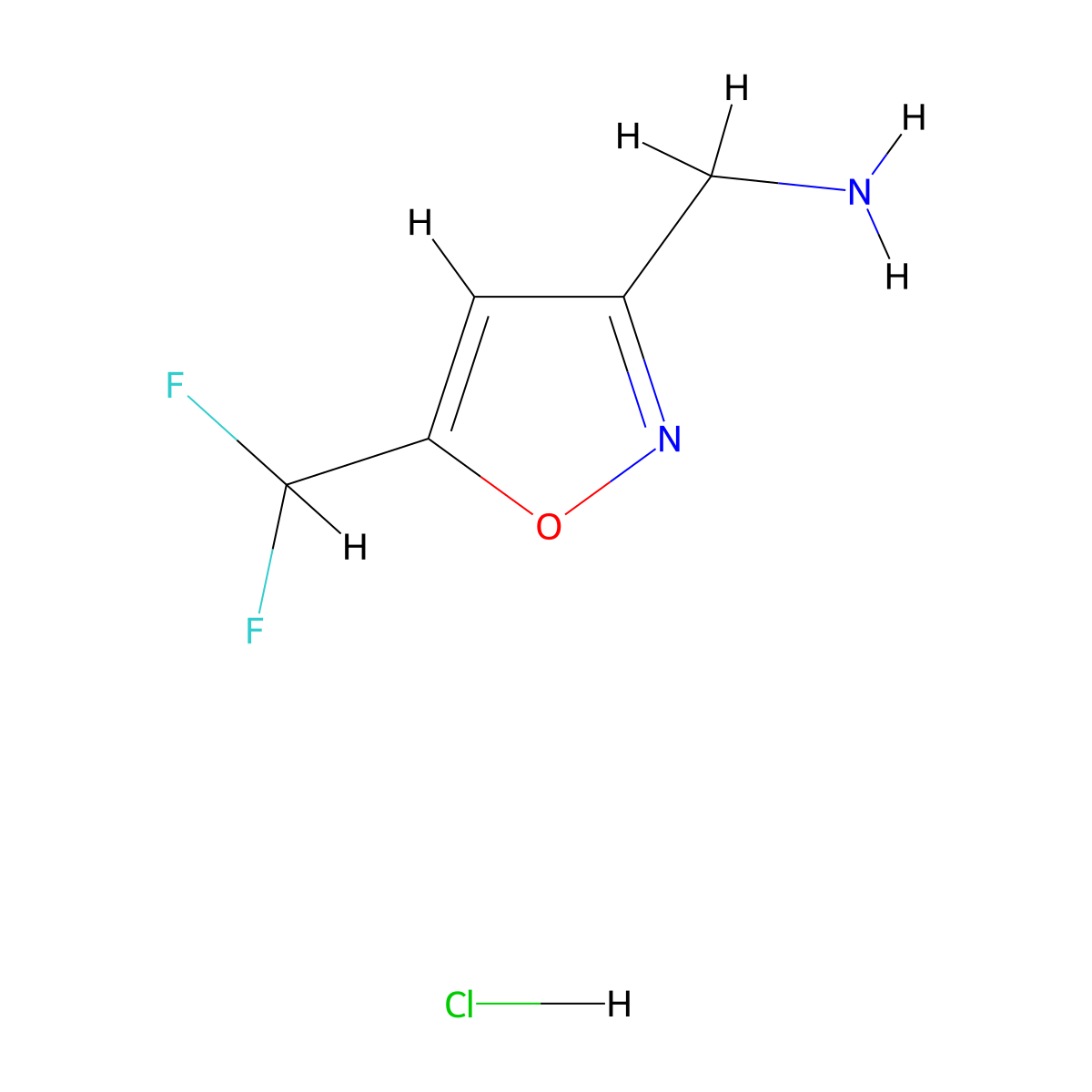 [5-(Difluoromethyl)-3-isoxazolyl]methanamine hydrochloride molecular structure, CAS 2325359-89-3