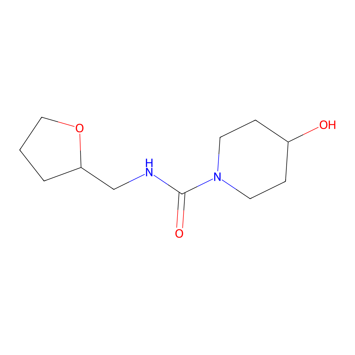 4-hydroxy-N-[(oxolan-2-yl)methyl]piperidine-1-carboxamide molecular structure, CAS 2325362-51-2