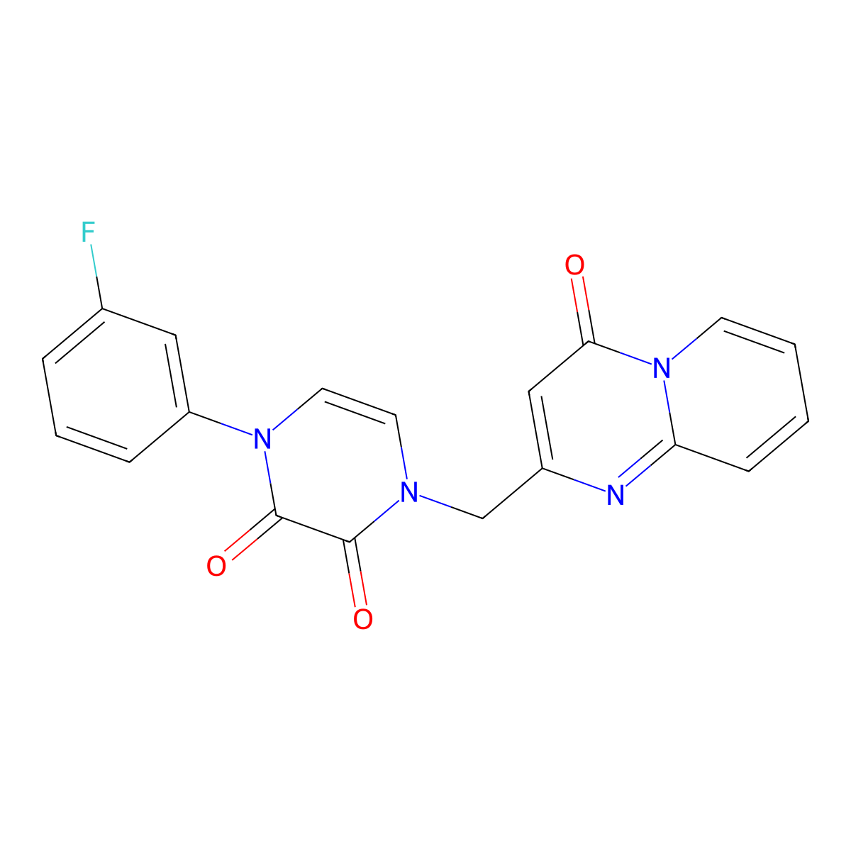 1-(3-fluorophenyl)-4-({4-oxo-4H-pyrido[1,2-a]pyrimidin-2-yl}methyl)-1,2,3,4-tetrahydropyrazine-2,3-dione molecular structure, CAS 2325375-61-7