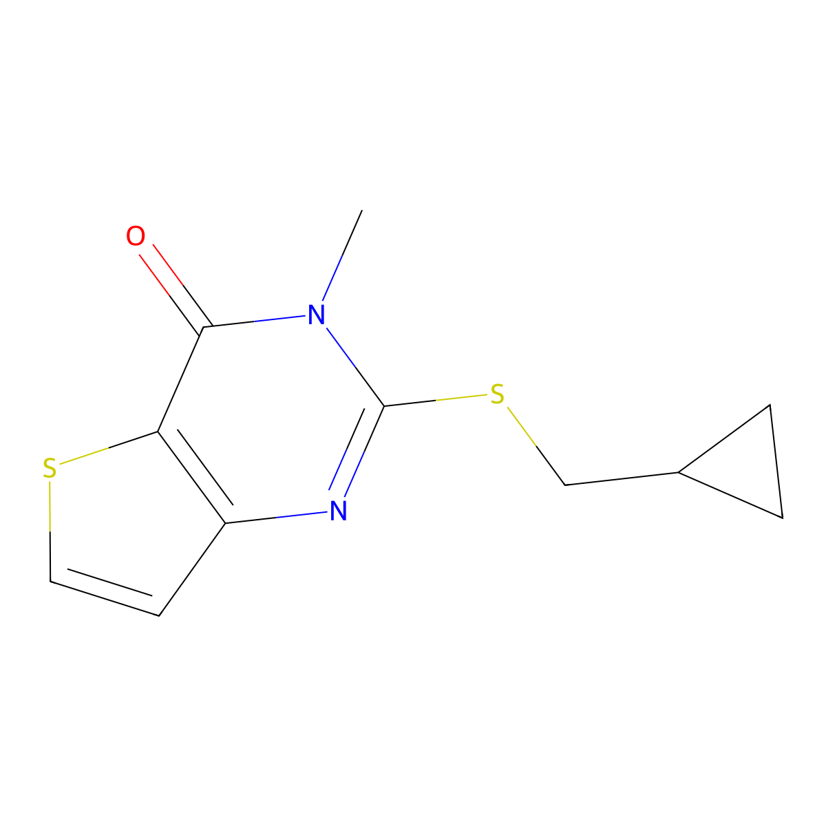 2-[(cyclopropylmethyl)sulfanyl]-3-methyl-3H,4H-thieno[3,2-d]pyrimidin-4-one molecular structure, CAS 2325394-46-3