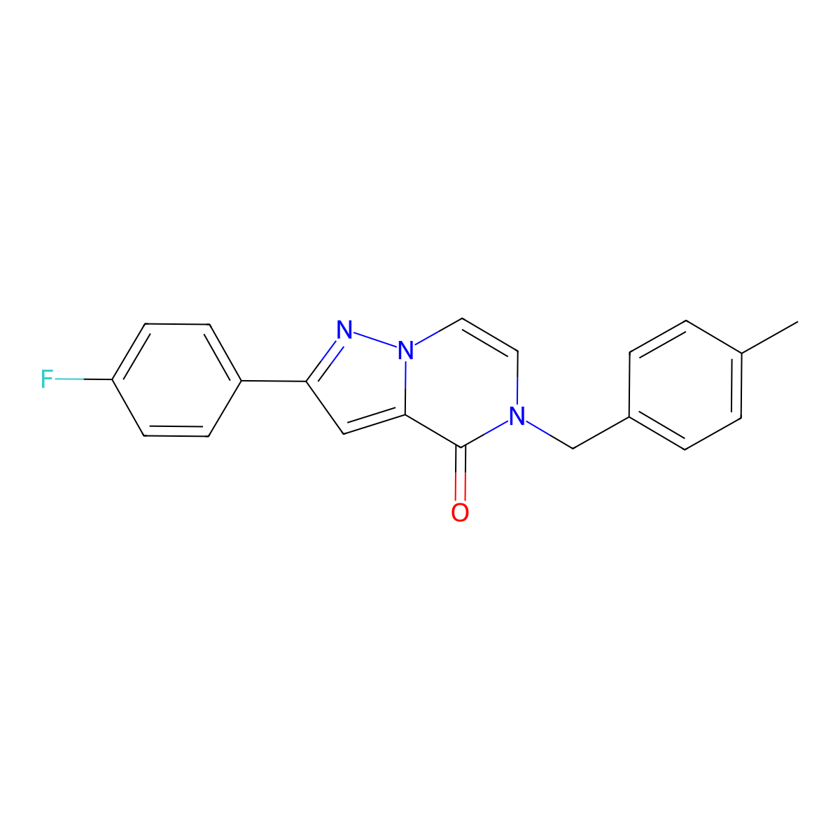 2-(4-fluorophenyl)-5-[(4-methylphenyl)methyl]-4H,5H-pyrazolo[1,5-a]pyrazin-4-one molecular structure, CAS 2325664-07-9