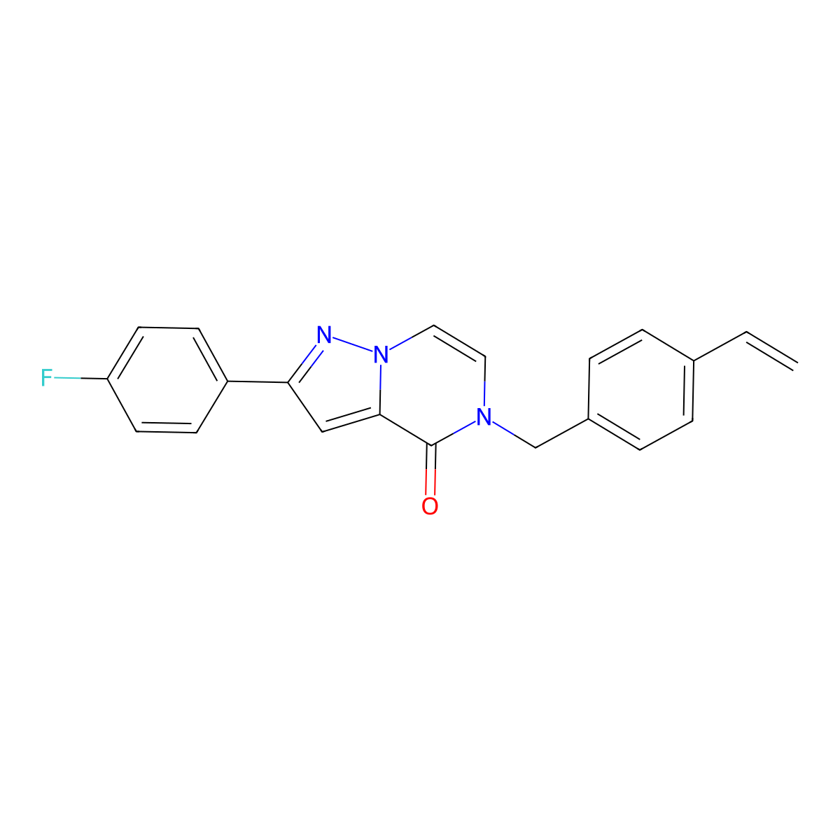 5-[(4-ethenylphenyl)methyl]-2-(4-fluorophenyl)-4H,5H-pyrazolo[1,5-a]pyrazin-4-one molecular structure, CAS 2325664-14-8