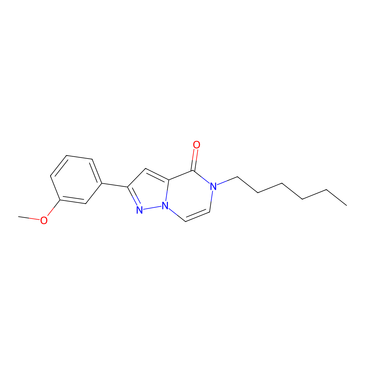 5-hexyl-2-(3-methoxyphenyl)-4H,5H-pyrazolo[1,5-a]pyrazin-4-one molecular structure, CAS 2325671-04-1