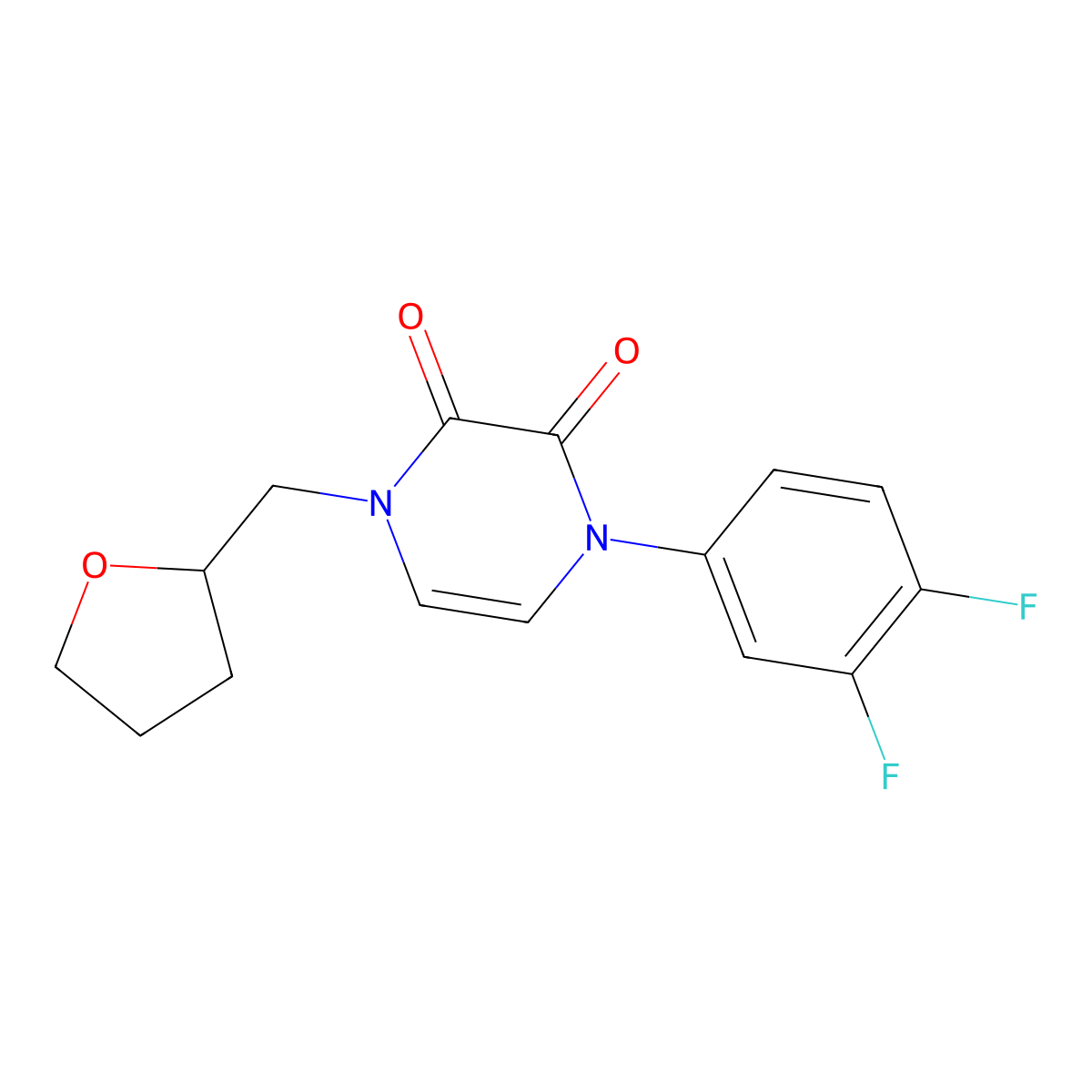 1-(3,4-Difluorophenyl)-4-[(oxolan-2-yl)methyl]-1,2,3,4-tetrahydropyrazine-2,3-dione molecular structure, CAS 2325705-10-8