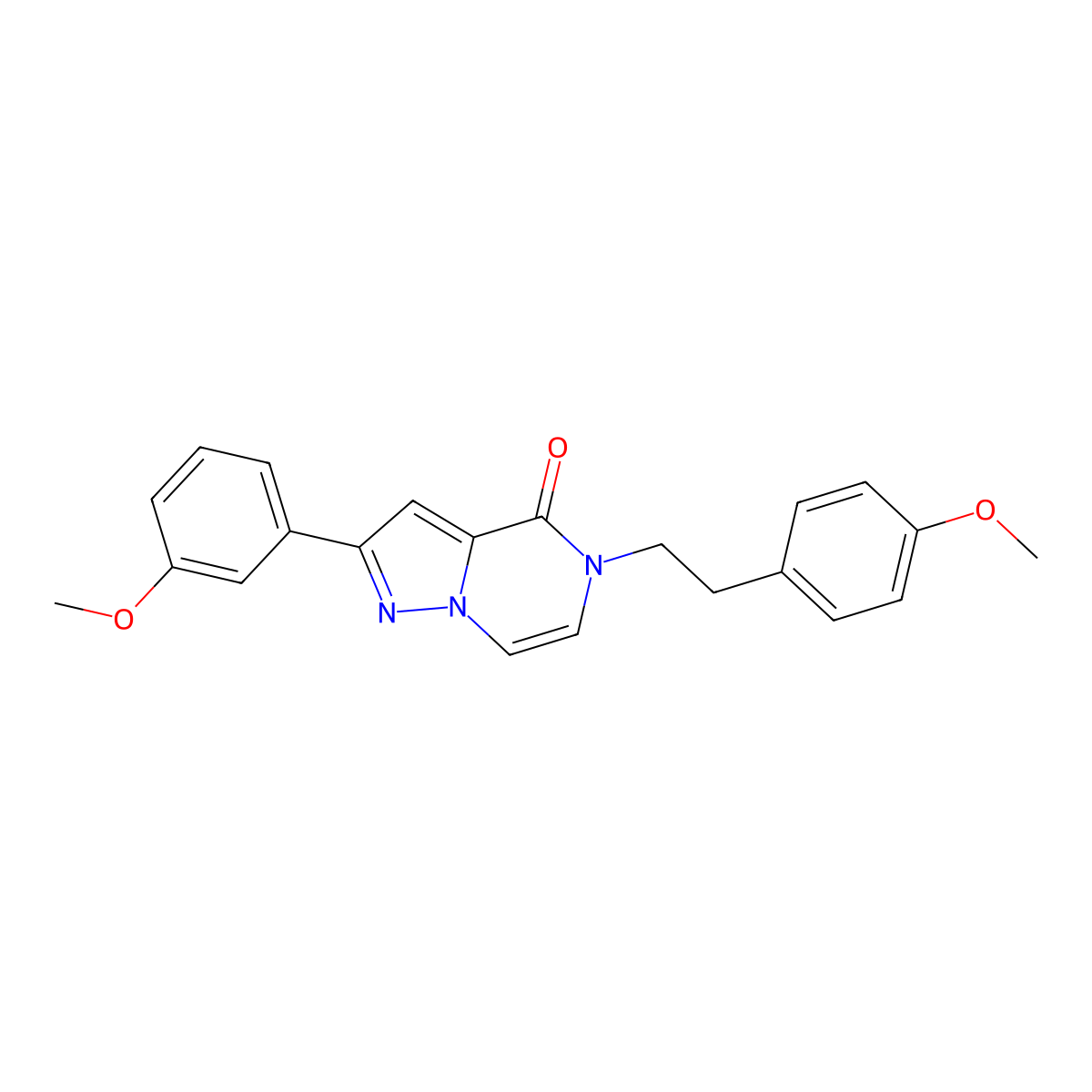 2-(3-methoxyphenyl)-5-[2-(4-methoxyphenyl)ethyl]-4H,5H-pyrazolo[1,5-a]pyrazin-4-one molecular structure, CAS 2325705-85-7