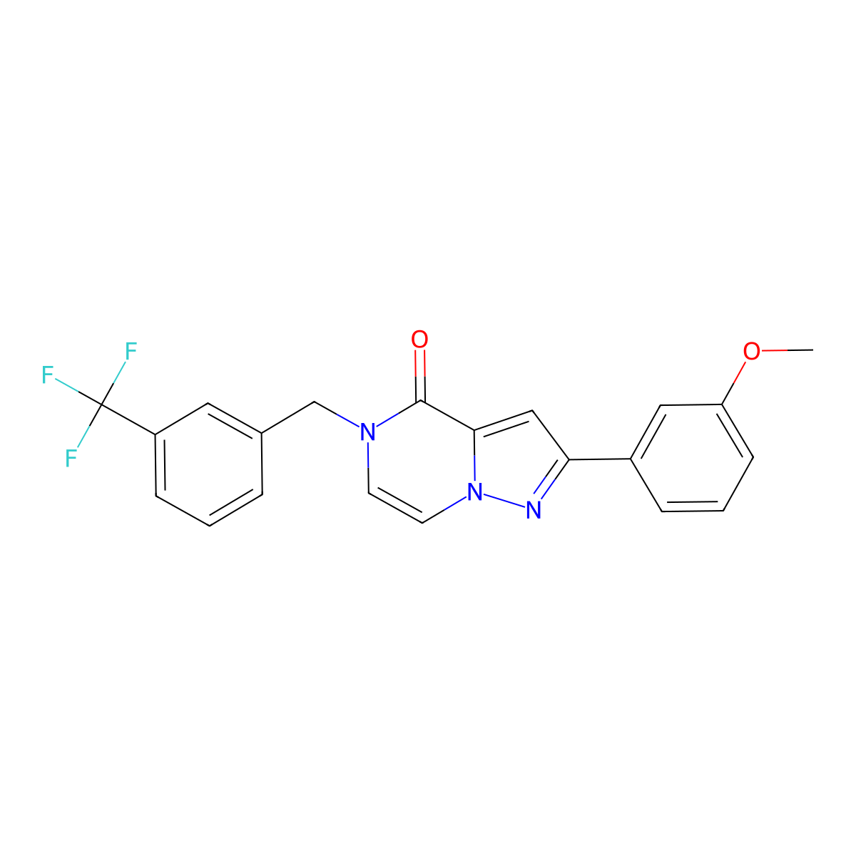 2-(3-methoxyphenyl)-5-{[3-(trifluoromethyl)phenyl]methyl}-4H,5H-pyrazolo[1,5-a]pyrazin-4-one molecular structure, CAS 2325705-88-0