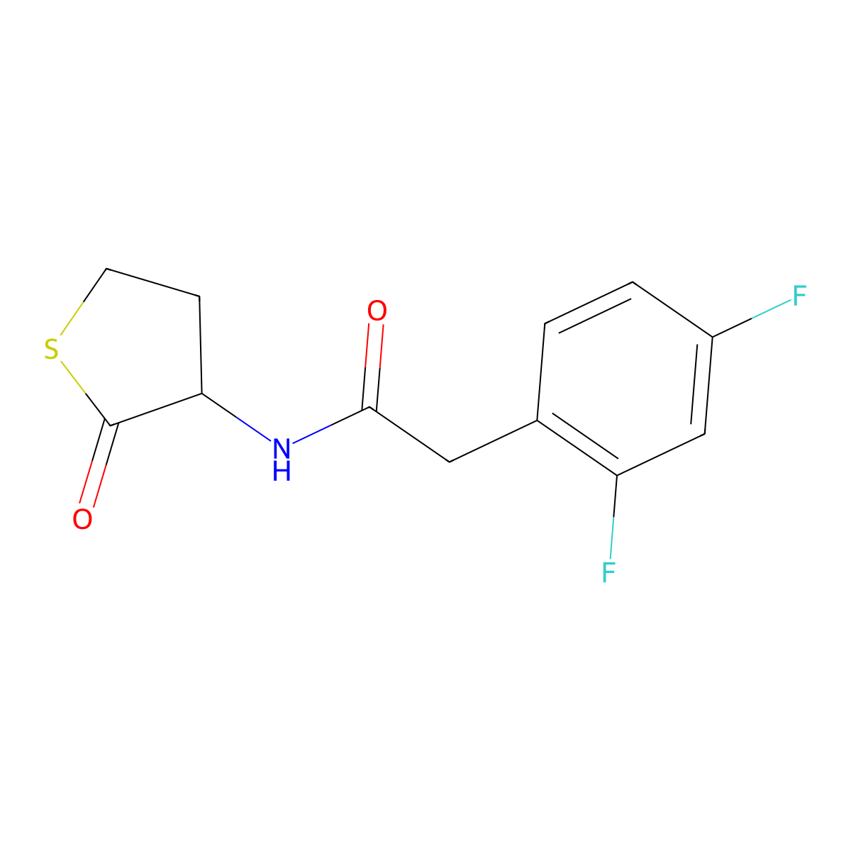 2-(2,4-difluorophenyl)-N-(2-oxothiolan-3-yl)acetamide molecular structure, CAS 2325733-07-9