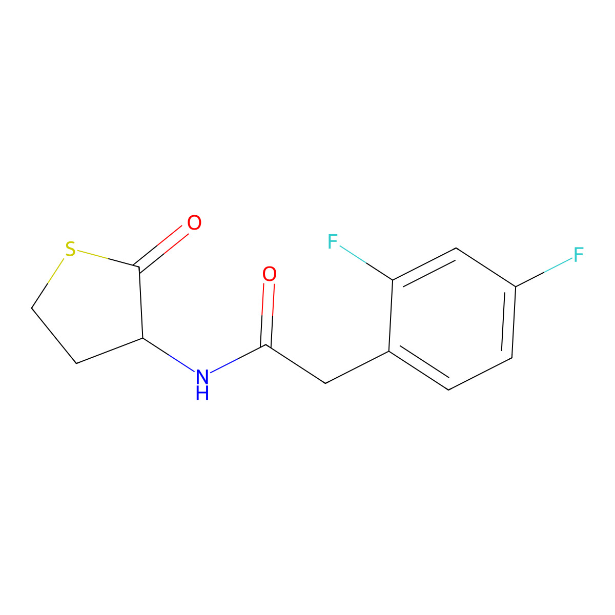2-(2,4-difluorophenyl)-N-(2-oxothiolan-3-yl)acetamide molecular structure, CAS 2325733-07-9