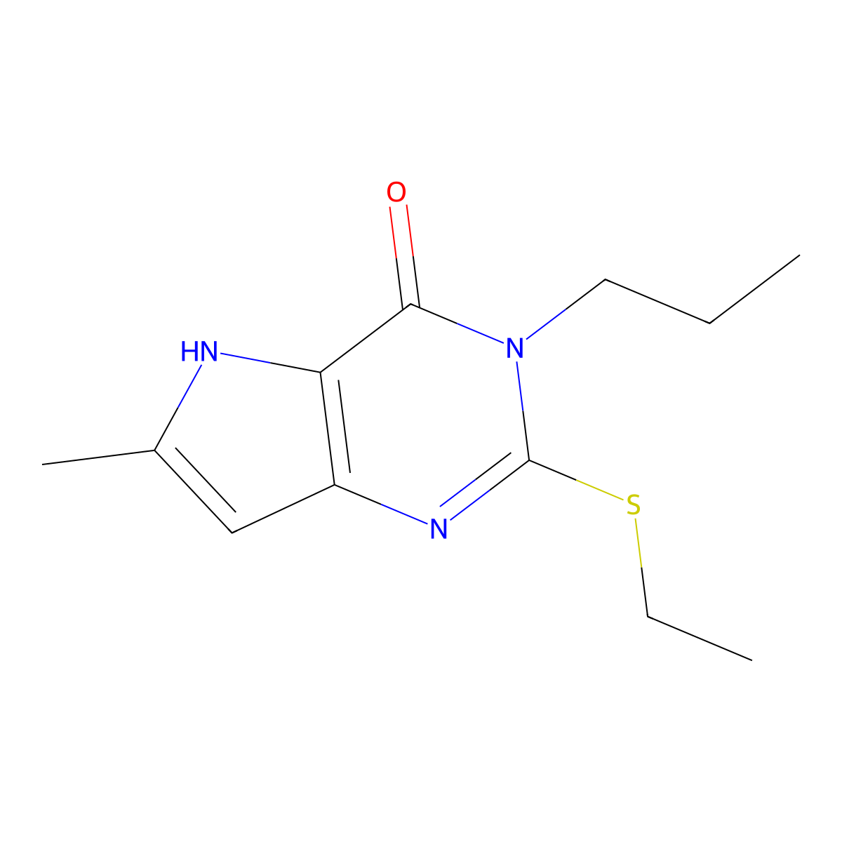 2-(ethylsulfanyl)-6-methyl-3-propyl-3H,4H,5H-pyrrolo[3,2-d]pyrimidin-4-one molecular structure, CAS 2325746-24-3