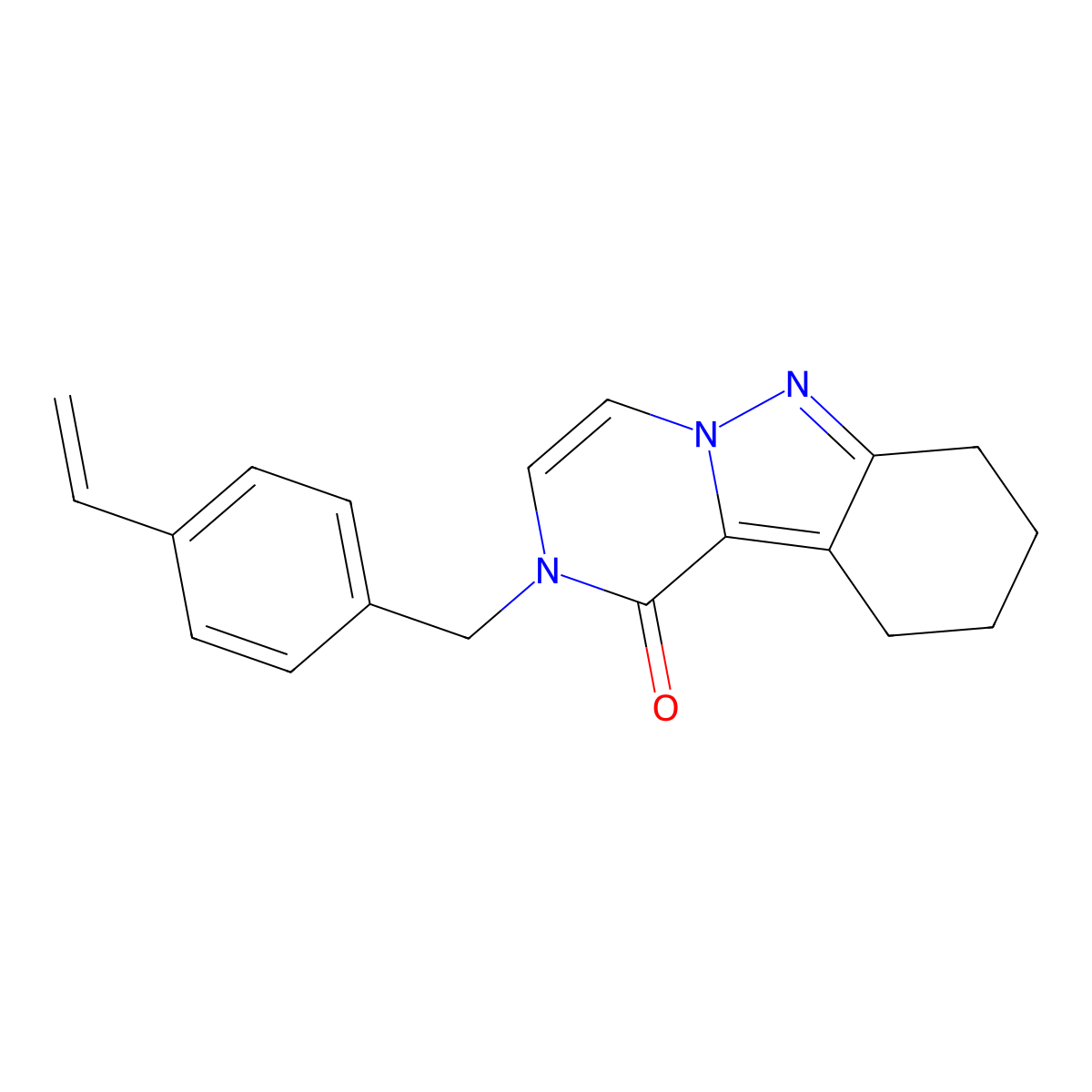 2-[(4-ethenylphenyl)methyl]-1H,2H,7H,8H,9H,10H-pyrazino[1,2-b]indazol-1-one molecular structure, CAS 2325760-31-2