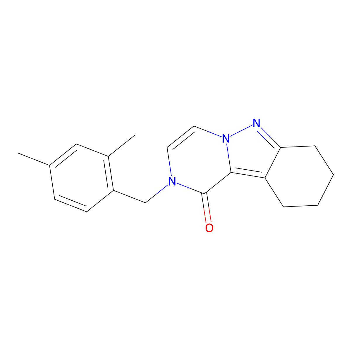 2-[(2,4-dimethylphenyl)methyl]-1H,2H,7H,8H,9H,10H-pyrazino[1,2-b]indazol-1-one molecular structure, CAS 2325801-71-4