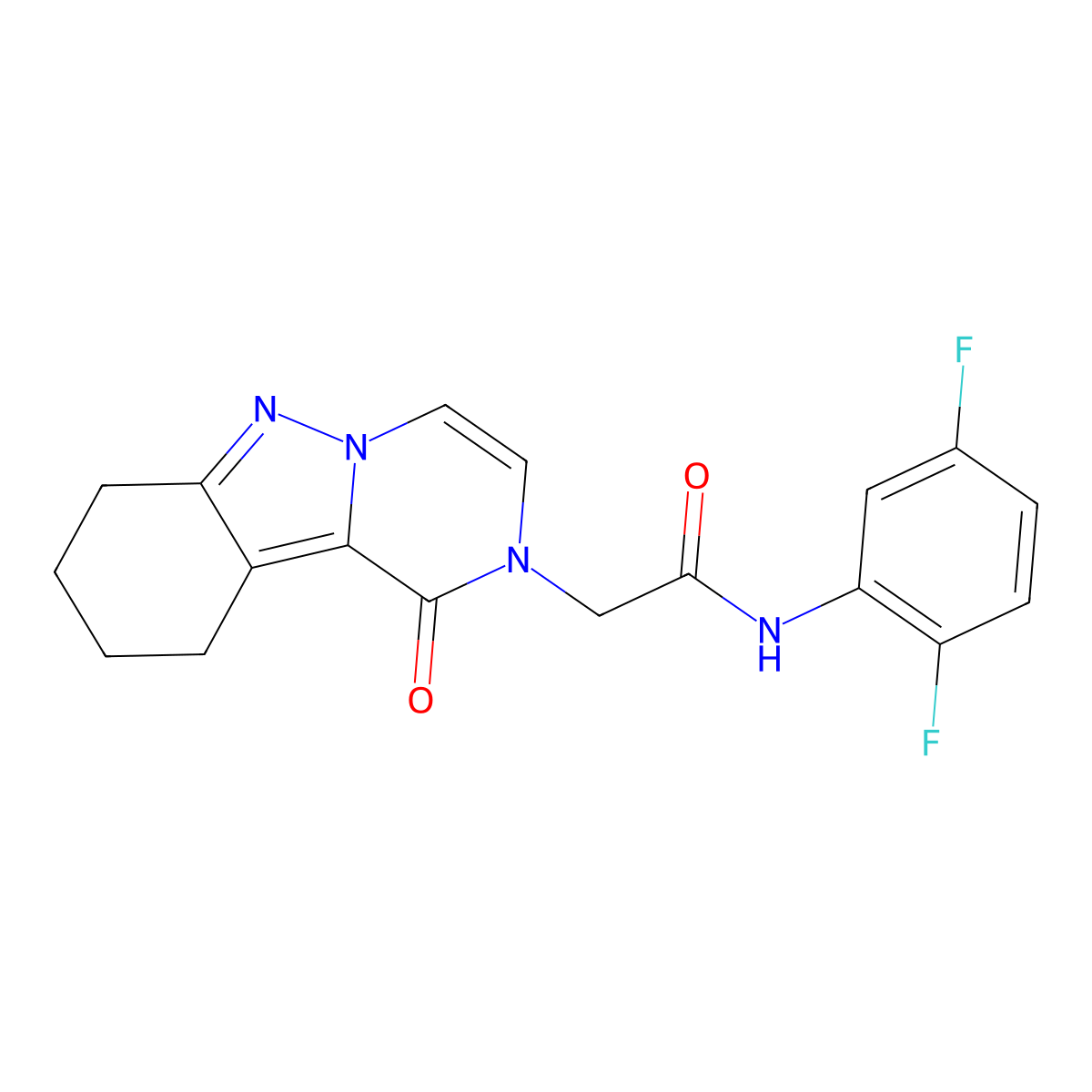 N-(2,5-difluorophenyl)-2-{1-oxo-1H,2H,7H,8H,9H,10H-pyrazino[1,2-b]indazol-2-yl}acetamide molecular structure, CAS 2325801-76-9
