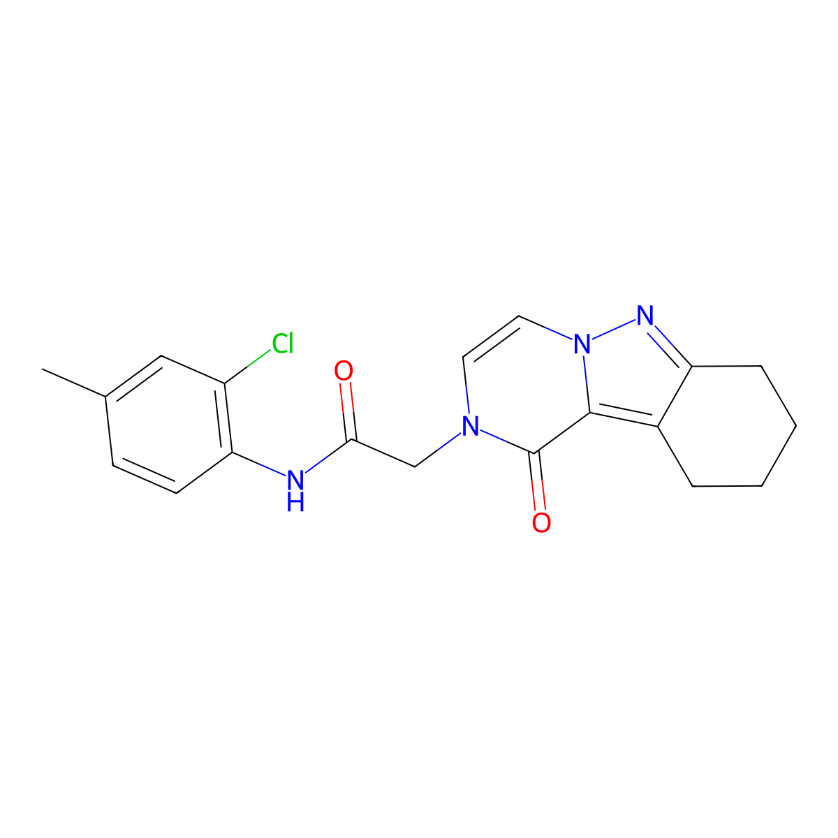 N-(2-Chloro-4-methylphenyl)-2-(1-oxo-7,8,9,10-tetrahydropyrazino[1,2-b]indazol-2-yl)acetamide molecular structure, CAS 2325801-79-2