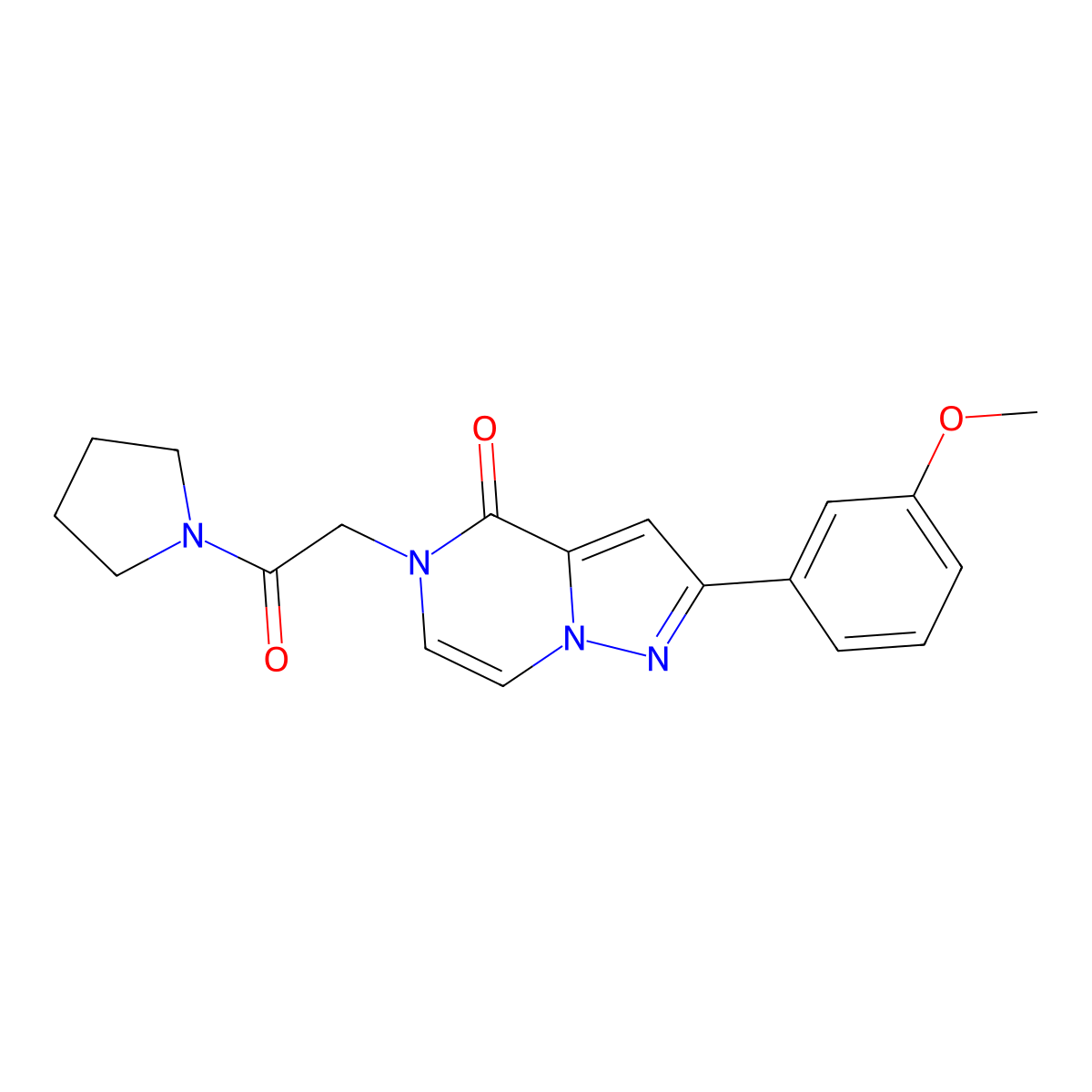 2-(3-methoxyphenyl)-5-[2-oxo-2-(pyrrolidin-1-yl)ethyl]-4H,5H-pyrazolo[1,5-a]pyrazin-4-one molecular structure, CAS 2325805-00-1