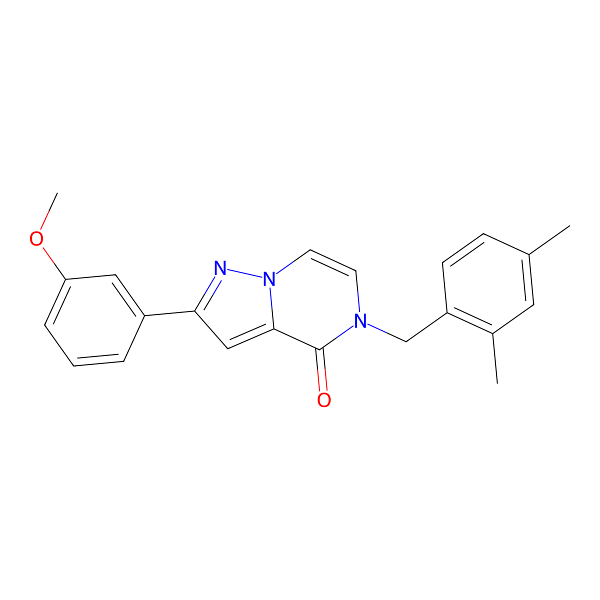 5-[(2,4-dimethylphenyl)methyl]-2-(3-methoxyphenyl)-4H,5H-pyrazolo[1,5-a]pyrazin-4-one molecular structure, CAS 2325805-03-4