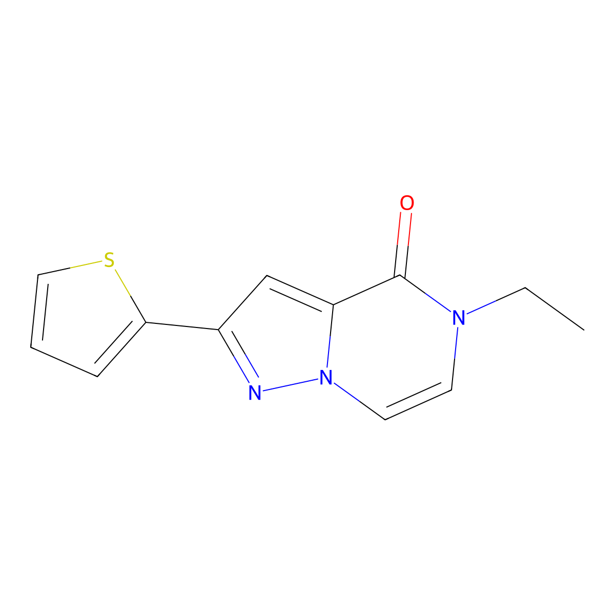 5-ethyl-2-(thiophen-2-yl)-4H,5H-pyrazolo[1,5-a]pyrazin-4-one molecular structure, CAS 2325812-59-5