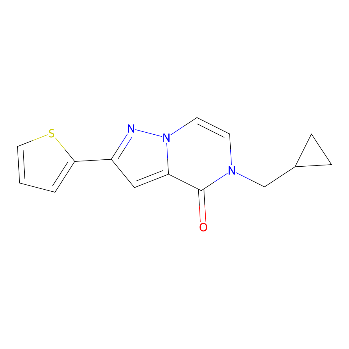 5-(cyclopropylmethyl)-2-(thiophen-2-yl)-4H,5H-pyrazolo[1,5-a]pyrazin-4-one molecular structure, CAS 2325812-60-8